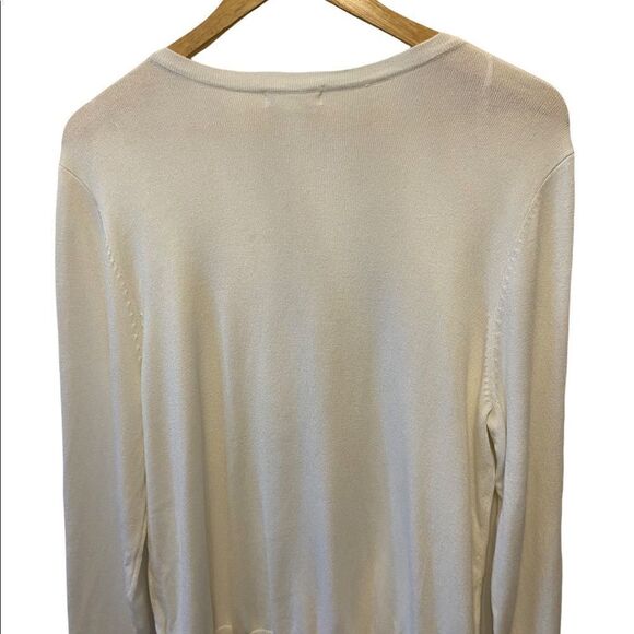 NWOT H&M Basics White Lightweight Tight Knit Button Up Long Sleeve Sweater L - Picture 4 of 8